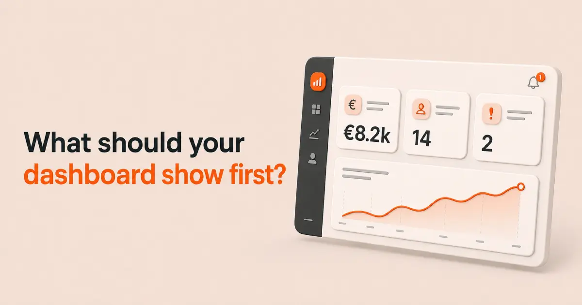 Custom business dashboard showing useful metrics and priorities