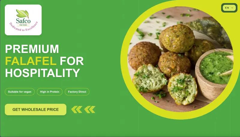 Modern website design preview for Safco Fine Foods