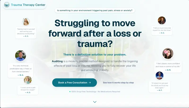 Modern website design preview for trauma therapy services